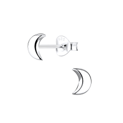 Silver Half Moon Stud Earrings - Wholesale - 2487