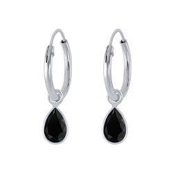 4x6mm Pear Cubic Zirconia Silver Charm Hoop Earrings - Wholesale - 2451 4x6mm Pear Cubic Zirconia Silver Charm Hoop Earrings - Wholesale - 2451