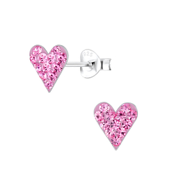 Silver Heart Crystal Stud Earrings - Wholesale - 2993 Silver Heart Crystal Stud Earrings - Wholesale - 2993
