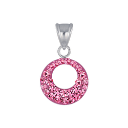 Silver Round Crystal Pendant - Wholesale - 3076