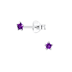 3mm Star Cubic Zirconia Silver Stud Earrings - Wholesale - 1347