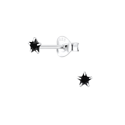 3mm Star Cubic Zirconia Silver Stud Earrings - Wholesale - 1347