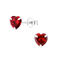 6mm Heart Cubic Zirconia Silver Stud Earrings - Wholesale - 1342