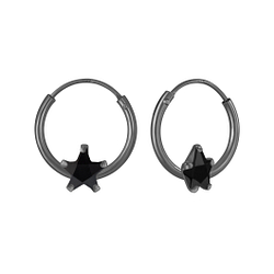 4mm Star Cubic Zirconia Silver Hoop Earrings - Wholesale - 3676