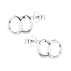 Silver Geometric Stud Earrings - Wholesale - 4913
