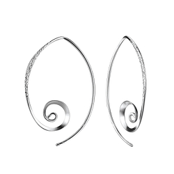 Silver Spiral Hoop Earrings - Wholesale - 7580 Silver Spiral Hoop Earrings - Wholesale - 7580