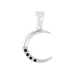 Silver Cubic Zirconia Crescent Moon Pendant - Wholesale - 5021 Silver Cubic Zirconia Crescent Moon Pendant - Wholesale - 5021