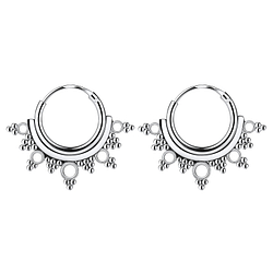 10mm Silver Bali Hoop Earrings - Wholesale - 5265 10mm Silver Bali Hoop Earrings - Wholesale - 5265