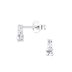 Silver Bar Crystal Stud Earrings - Wholesale - 5295 Silver Bar Crystal Stud Earrings - Wholesale - 5295