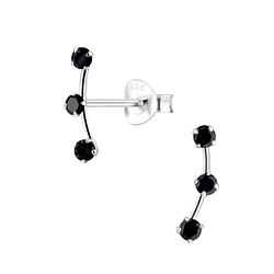 Silver Bar Cubic Zirconia Stud Earrings - Wholesale - 7568