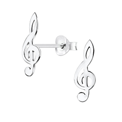Silver G Clef Stud Earrings - Wholesale - 5671 Silver G Clef Stud Earrings - Wholesale - 5671