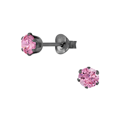 4mm Round Cubic Zirconia Silver Stud Earrings - Wholesale - 5425