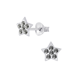 Silver Star Crystal Stud Earrings - Wholesale - 4020 Silver Star Crystal Stud Earrings - Wholesale - 4020
