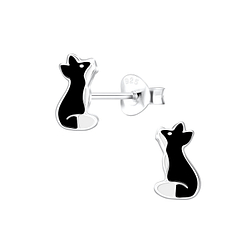 Silver Fox Stud Earrings - Wholesale - 4121