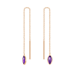 3X6 Marquise Cubic Zirconia Silver Thread Through Earrings - Wholesale - 4670