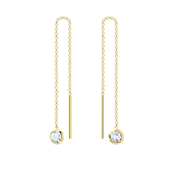 4mm Round Cubic Zirconia Silver Thread Through Earrings - Wholesale - 6500