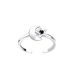 Silver Moon and Star Toe Ring - Wholesale - 6245 Silver Moon and Star Toe Ring - Wholesale - 6245