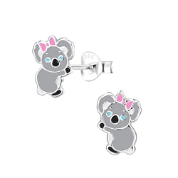 Silver Koala Stud Earrings - Wholesale - 5826