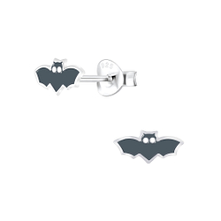 Silver Bat Stud Earrings - Wholesale - 6746