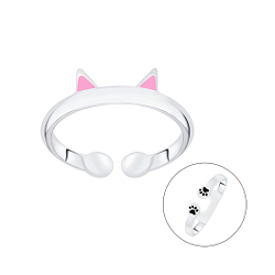 Silver Cat Open Ring - Wholesale - 7058 Silver Cat Open Ring - Wholesale - 7058