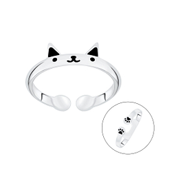 Silver Cat Open Ring - Wholesale - 7145 Silver Cat Open Ring - Wholesale - 7145
