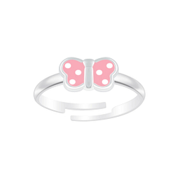 Silver Butterfly Adjustable Ring - Wholesale - 7075