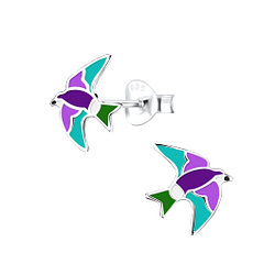 Silver Bird Stud Earrings - Wholesale - 7244