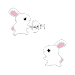 Silver Rabbit Stud Earrings - Wholesale - 6353