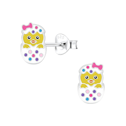Silver Hatching Egg Stud Earrings - Wholesale - 7291 Silver Hatching Egg Stud Earrings - Wholesale - 7291