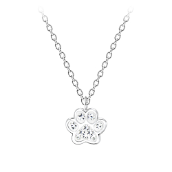 Silver Paw Print Necklace - Wholesale - 7196