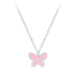 Silver Butterfly Necklace - Wholesale - 7278