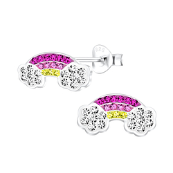 Silver Rainbow Stud Earrings - Wholesale - 7517 Silver Rainbow Stud Earrings - Wholesale - 7517