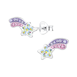 Silver Shooting Star Stud Earrings - Wholesale - 7514 Silver Shooting Star Stud Earrings - Wholesale - 7514