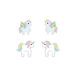 Silver Unicorn Stud Earrings Set - Wholesale - 7632 Silver Unicorn Stud Earrings Set - Wholesale - 7632