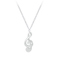Silver G-Clef Necklace - Wholesale - 7788 Silver G-Clef Necklace - Wholesale - 7788