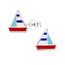 Silver Sailboat Stud Earrings - Wholesale - 8030 Silver Sailboat Stud Earrings - Wholesale - 8030