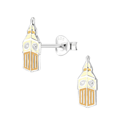 Silver Big Ben Stud Earrings - Wholesale - 8079