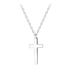 Silver Cross Necklace - Wholesale - 8276