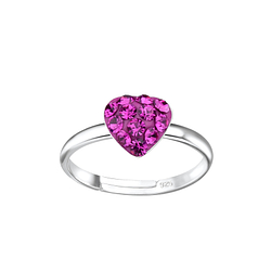 Silver Heart Adjustable Ring - Wholesale - 7971 Silver Heart Adjustable Ring - Wholesale - 7971