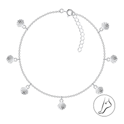24cm Silver Shell Charm Anklet with Extension - Wholesale - 8373 24cm Silver Shell Charm Anklet with Extension - Wholesale - 8373