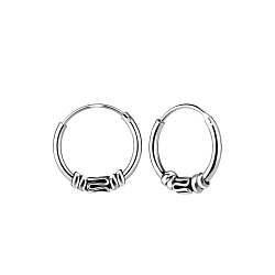 12mm Silver Bali Hoop Earrings - Wholesale - 8300