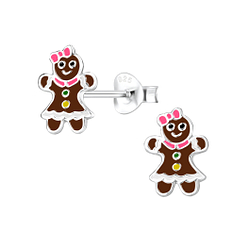 Silver Gingerbread Stud Earrings - Wholesale - 8429 Silver Gingerbread Stud Earrings - Wholesale - 8429