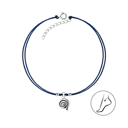 Silver Spiral Shell Cord Anklet - Wholesale - 8621 Silver Spiral Shell Cord Anklet - Wholesale - 8621