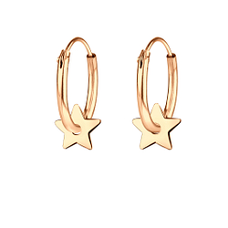 Silver Star Hoop Earrings - Wholesale - 8801 Silver Star Hoop Earrings - Wholesale - 8801