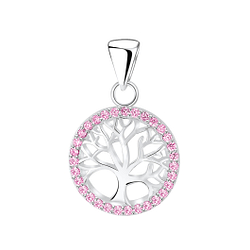 Silver Tree Of Life Cubic Zirconia Pendant - Wholesale - 3038