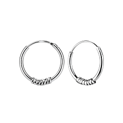 14mm Silver Bali Hoops - Wholesale - 8699 14mm Silver Bali Hoops - Wholesale - 8699