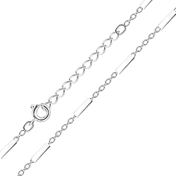 35cm Silver Cable Bar Choker Necklace With Extension - Wholesale - 8757 35cm Silver Cable Bar Choker Necklace With Extension - Wholesale - 8757