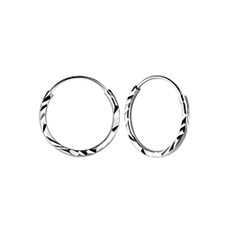 14mm Silver Diamond Cut Hoops - Wholesale - 8823 14mm Silver Diamond Cut Hoops - Wholesale - 8823