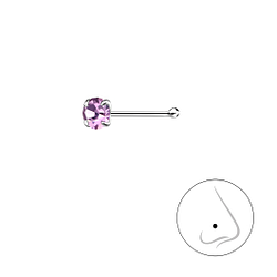 3mm Round Crystal Silver Nose Stud With Ball - Wholesale - 8831