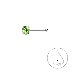 3mm Round Crystal Silver Nose Stud With Ball - Wholesale - 8831